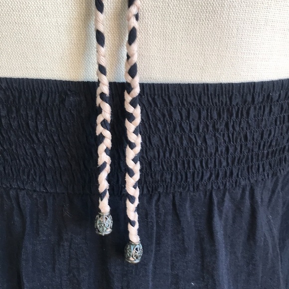 XXI black halter summer top with wooden beads size M boho gypsy hippie babydoll - Picture 7 of 16